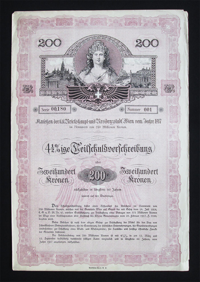 B�cs v�ros 4,5%-os k�tv�nye 200 korona 1907